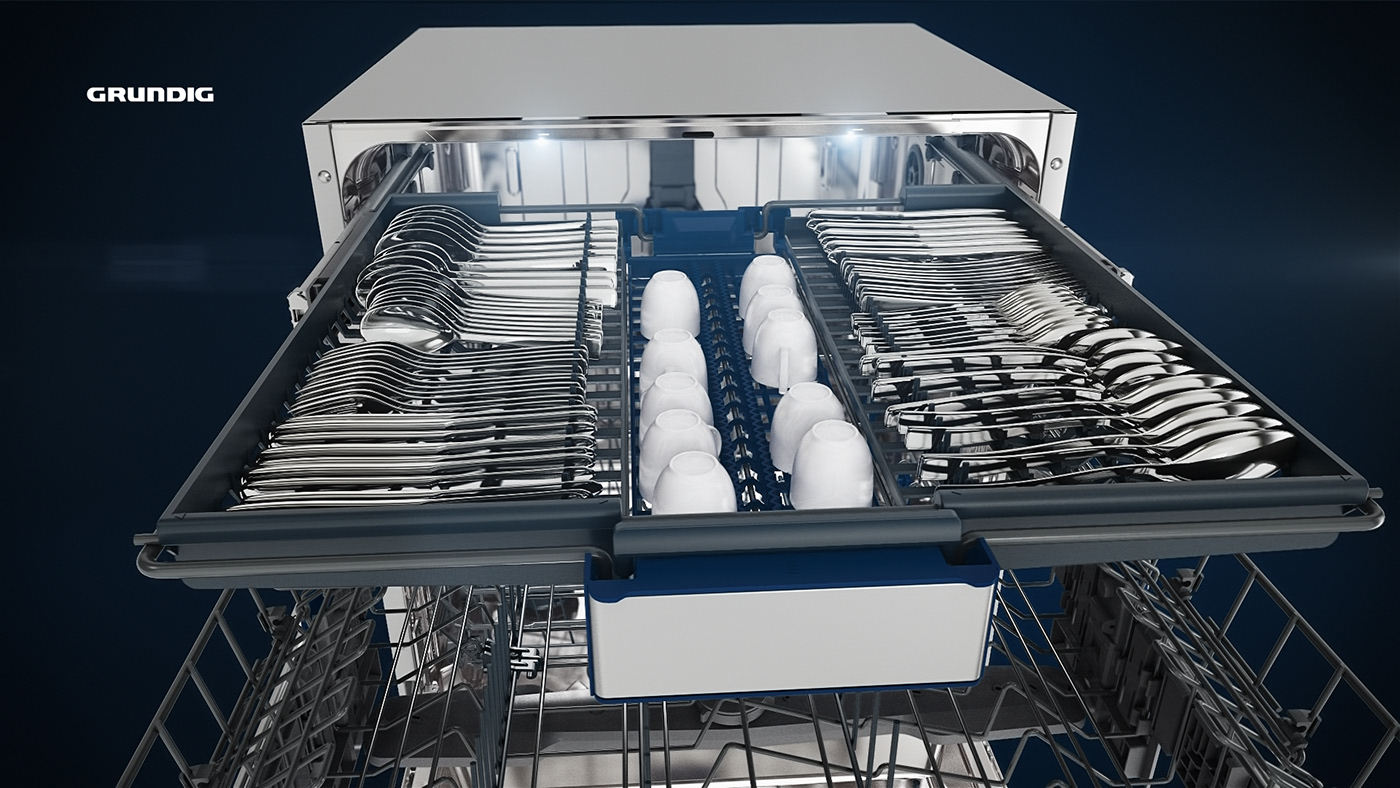 Grundig dishwasher CGI machine animation  creative high high-end machine high-end dishwasher