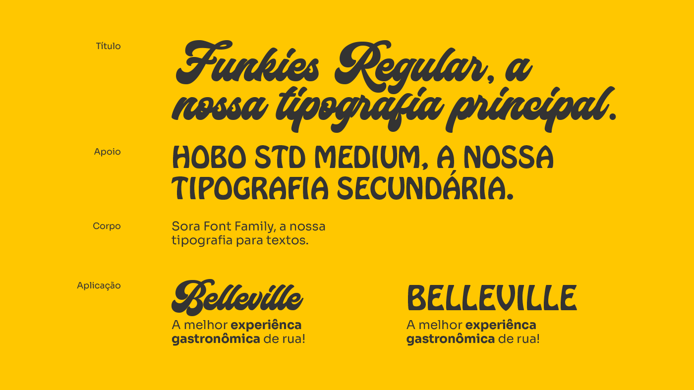 identidade visual branding  Logotipo visual identity adobe illustrator Adobe Photoshop Street Food Food  yellow belleville