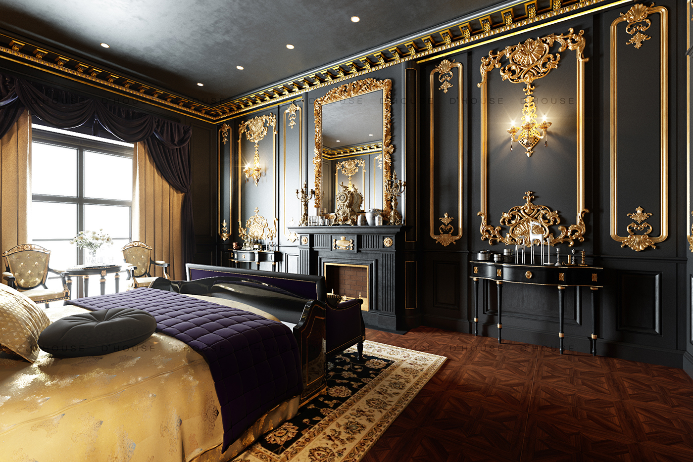 Bedroom black gold on Behance