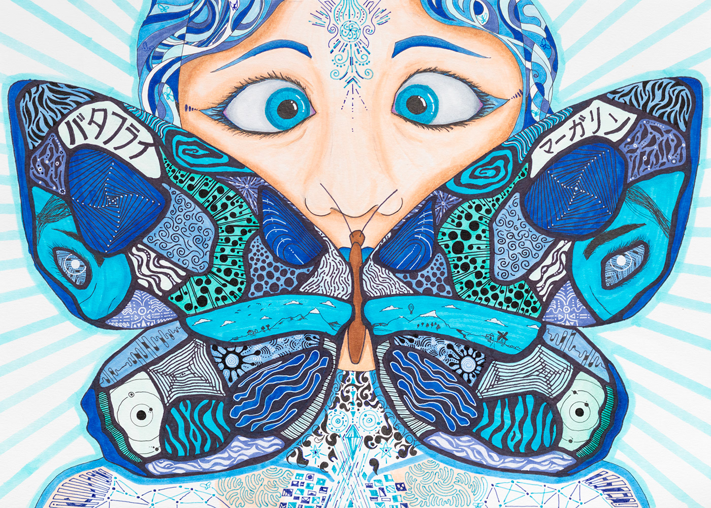art butterflies color colour complex Copic Drawing  girl