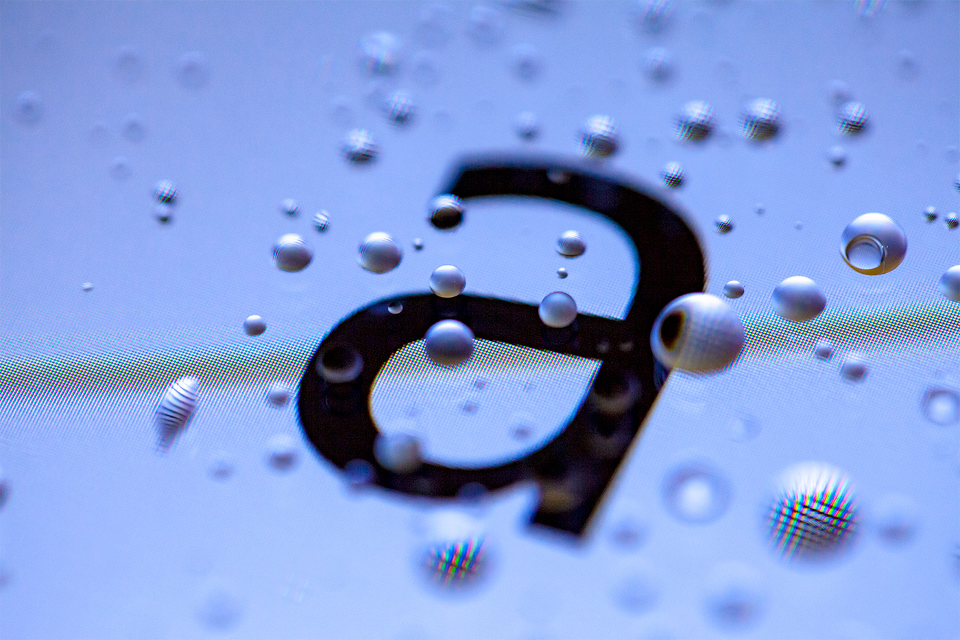 water drops Macro Photography screen pixels RGB colors typography  