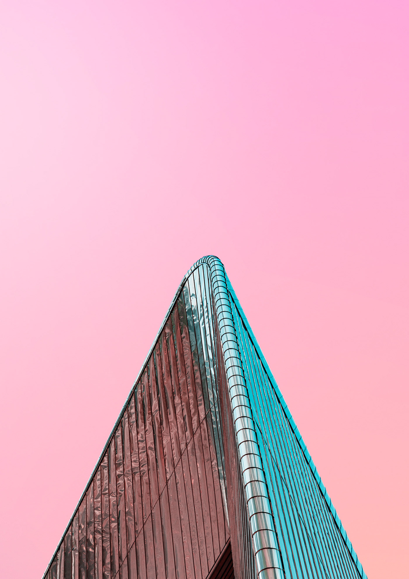 accidentally wes anderson architecture building den haag geometry gradient sky modern architecture pastel shapes triangle