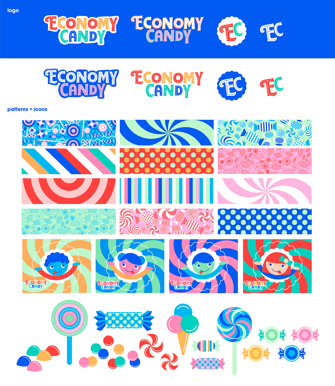 branding  brand identity Candy Packaging bright colorful Fun Business Cards Website