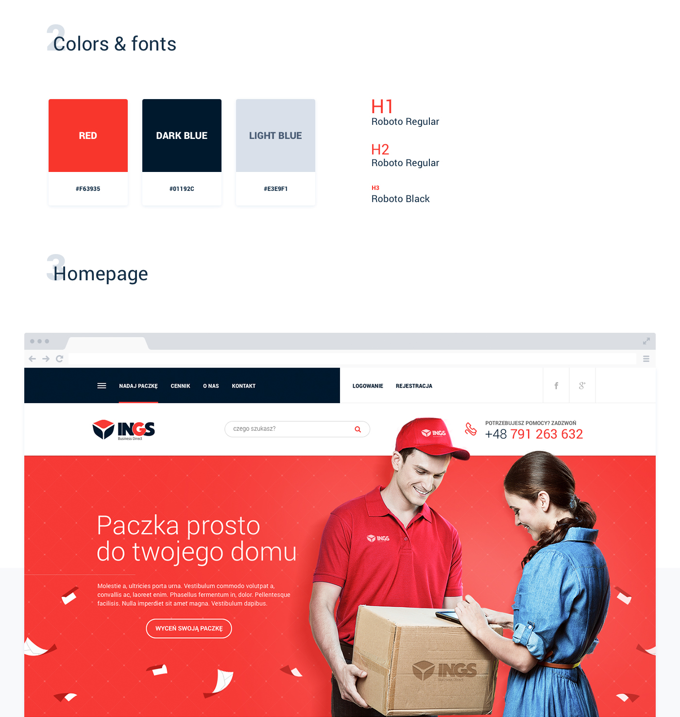 Website Webdesign courier logistic Transport delivery post box package cichonkarol
