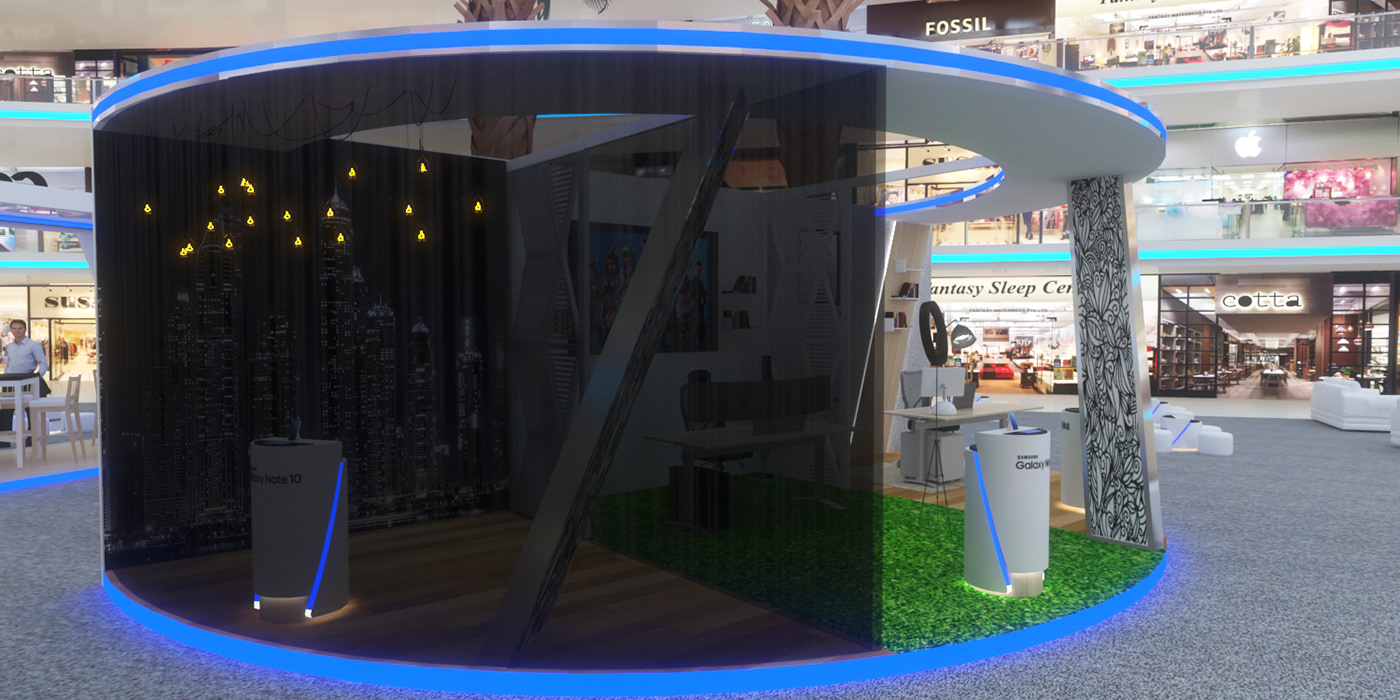 3D 3ds max booth design Exhibition  Launching Samsung samsung galaxy Samsung Galaxy Note vray