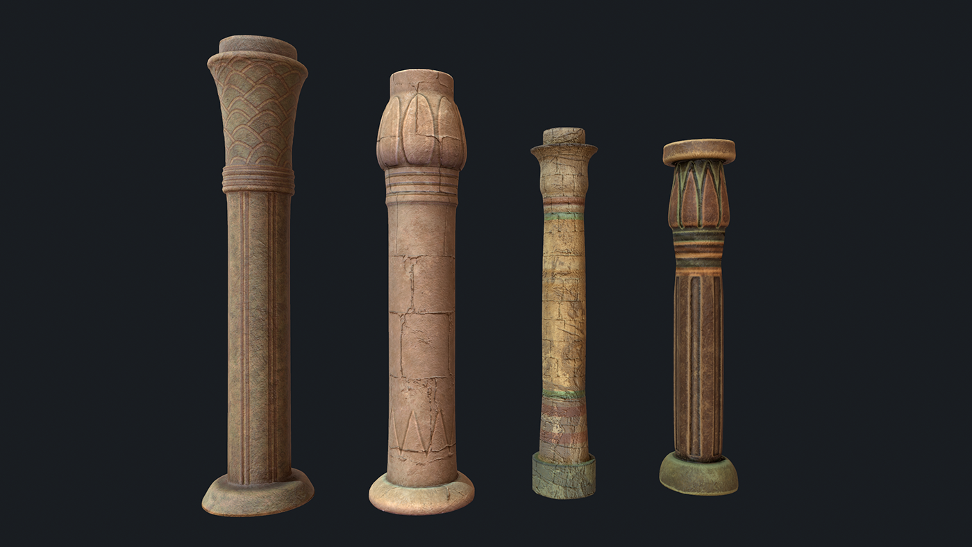 egypt Egyptology Columns architect design ILLUSTRATION  3D archeology textures