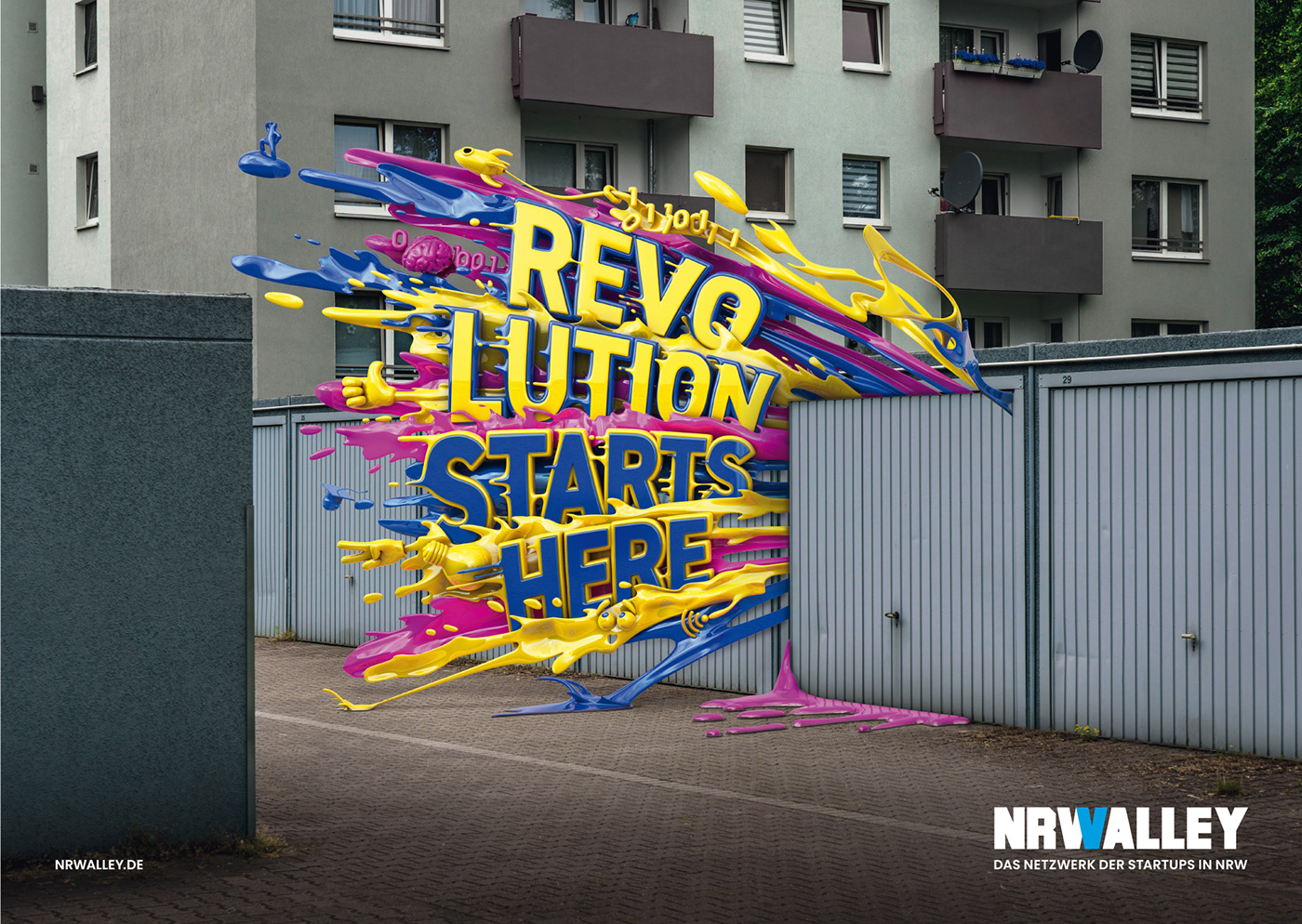 typography   CGI 3D Render gmehling revolution Startup campaign ads Advertising 