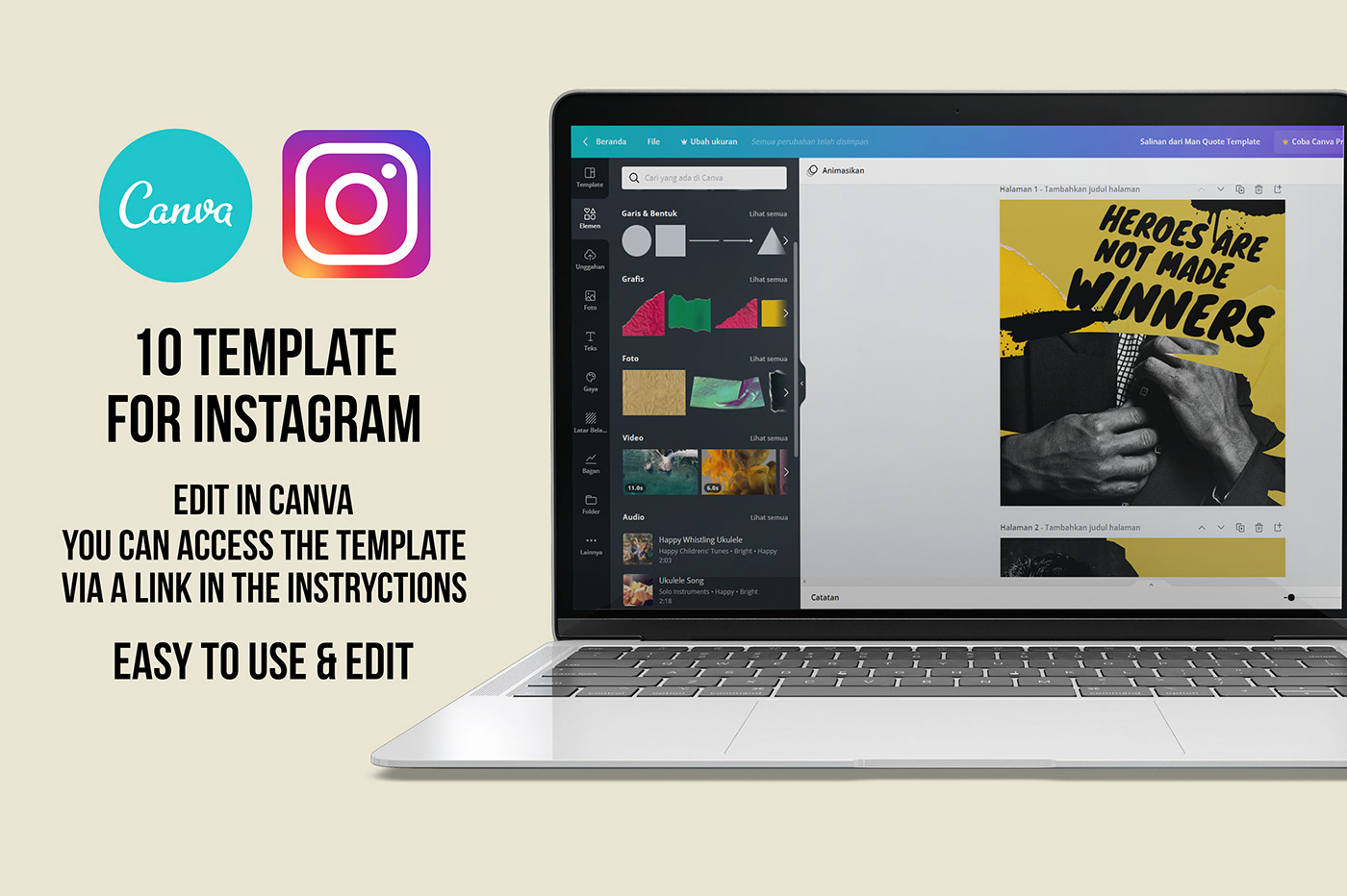 canva Canva template gentleman instagram Instagram Post man motivator Socialmedia yellow yellow template