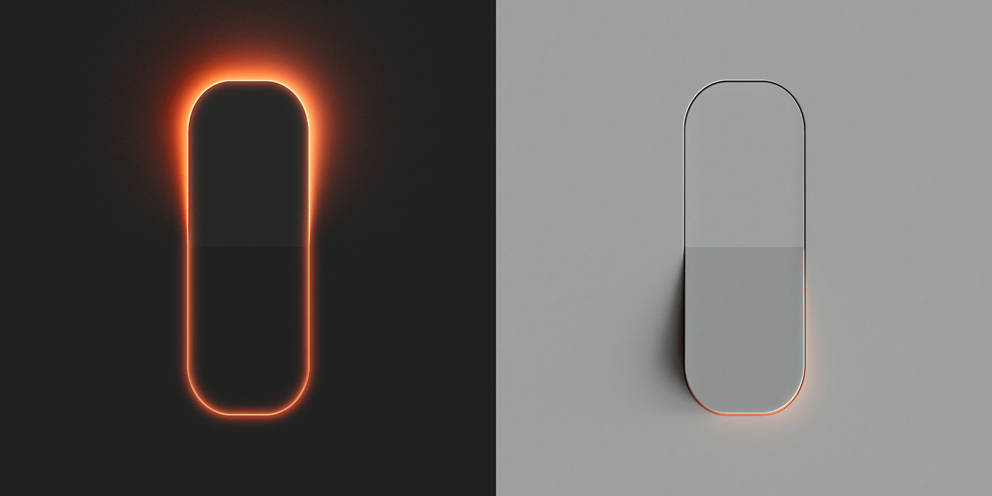 c4d redshift animation  switch industrial design  lights dark minimalist clean Sound Design 