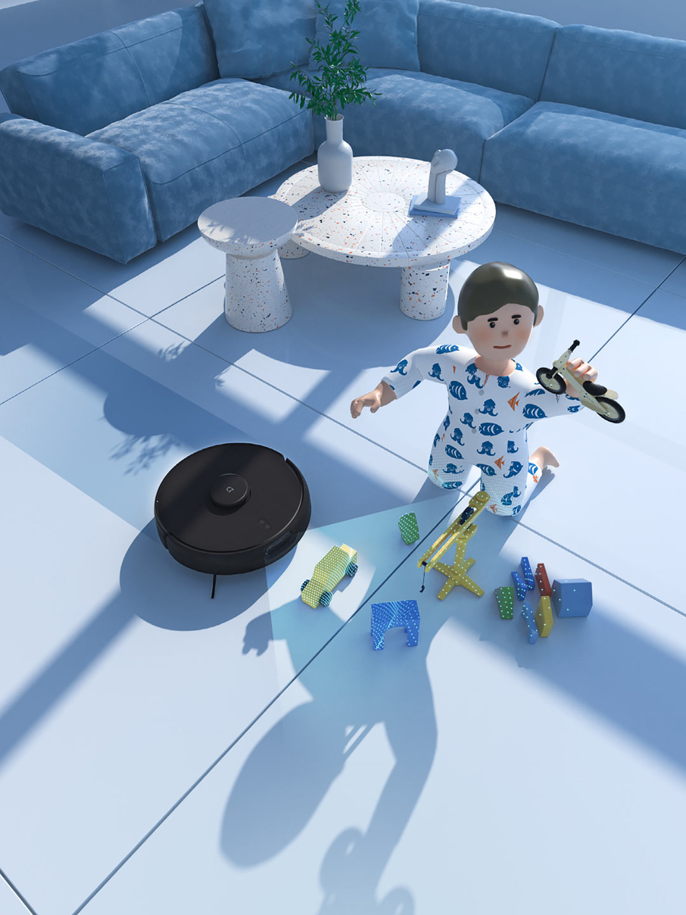 3D 3d设计 Home life Poster Design 扫地机器人