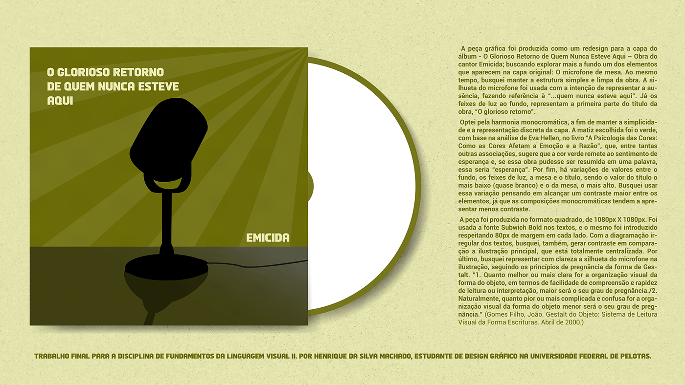 Capa design gráfico Graphic Designer cd redesign monocromatico monochrome Verde disco music