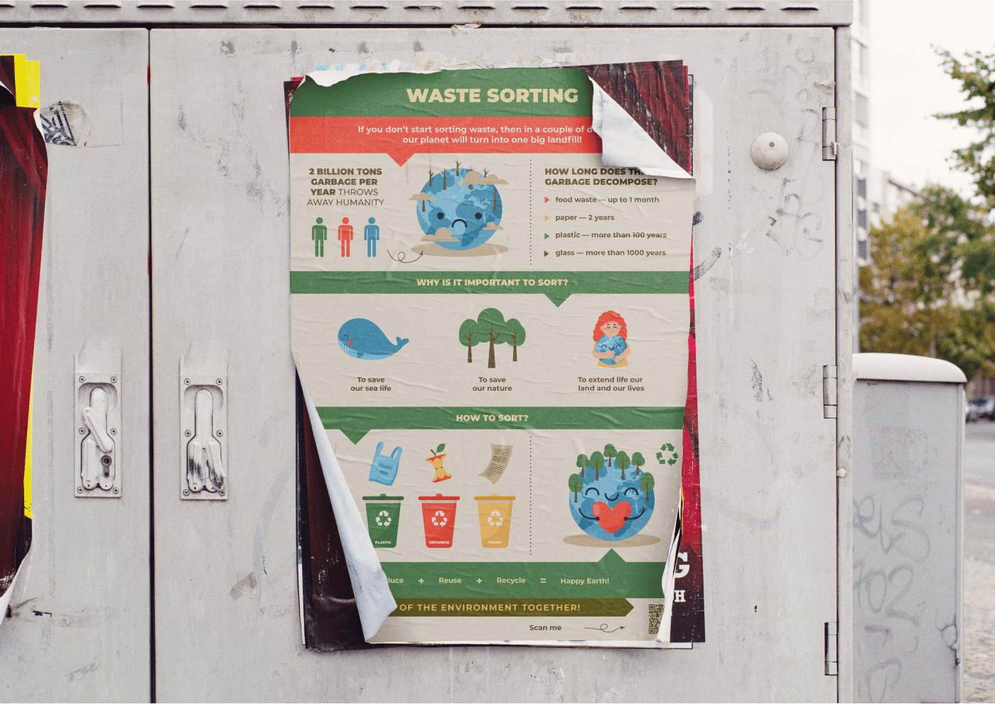 waste sorting Ecology Nature infographic poster design Graphic Designer adobe illustrator environment protection banner