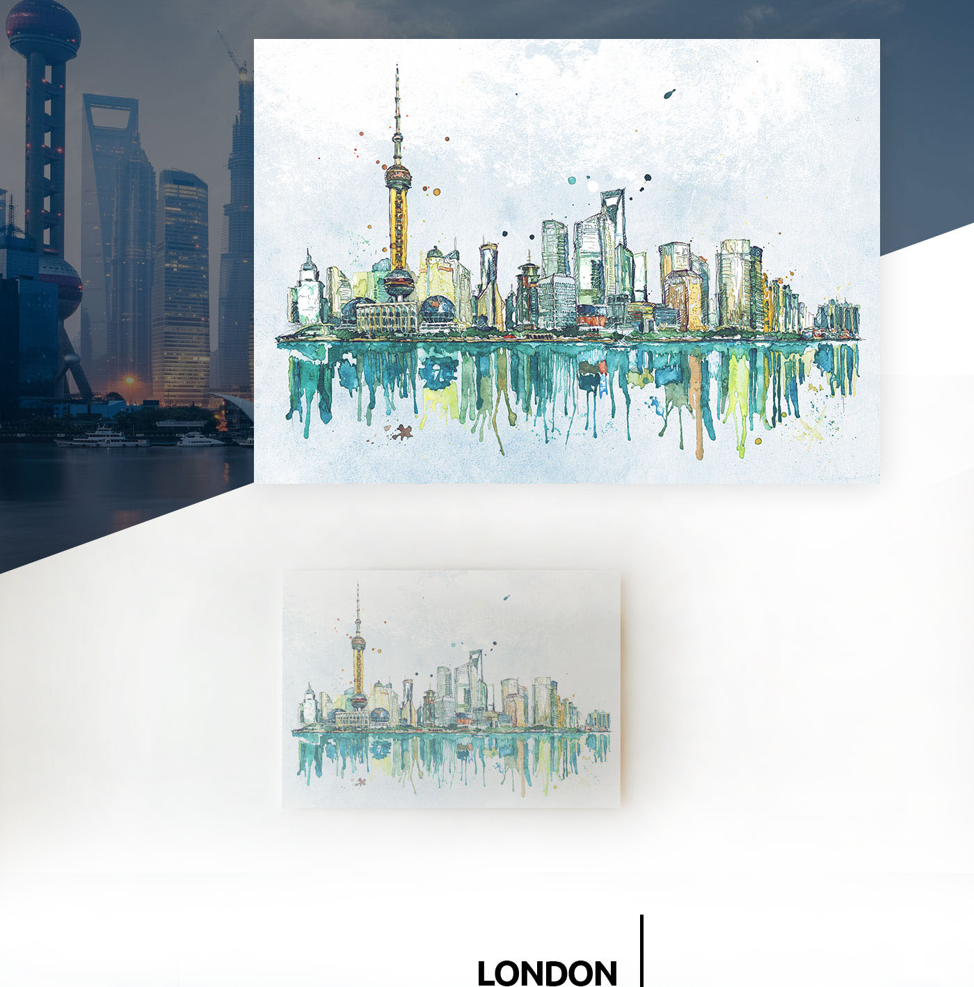 watercolor photoshop sydney New York singapore Moscow shanghai London vacation journey