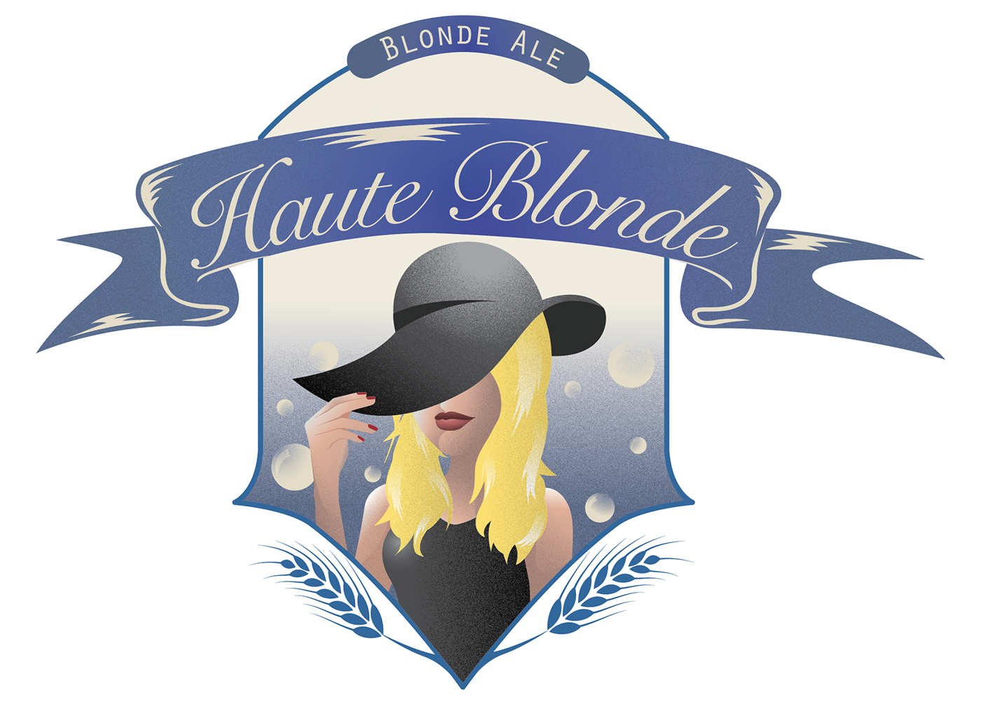 haute blonde blonde ale bottle design vintage beer brewery Logo Design