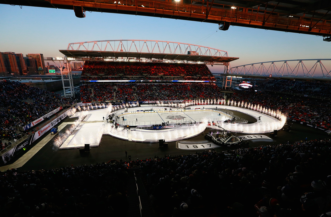 NHL hockey centennial Outdoor silver black sports Canada Toronto detroit