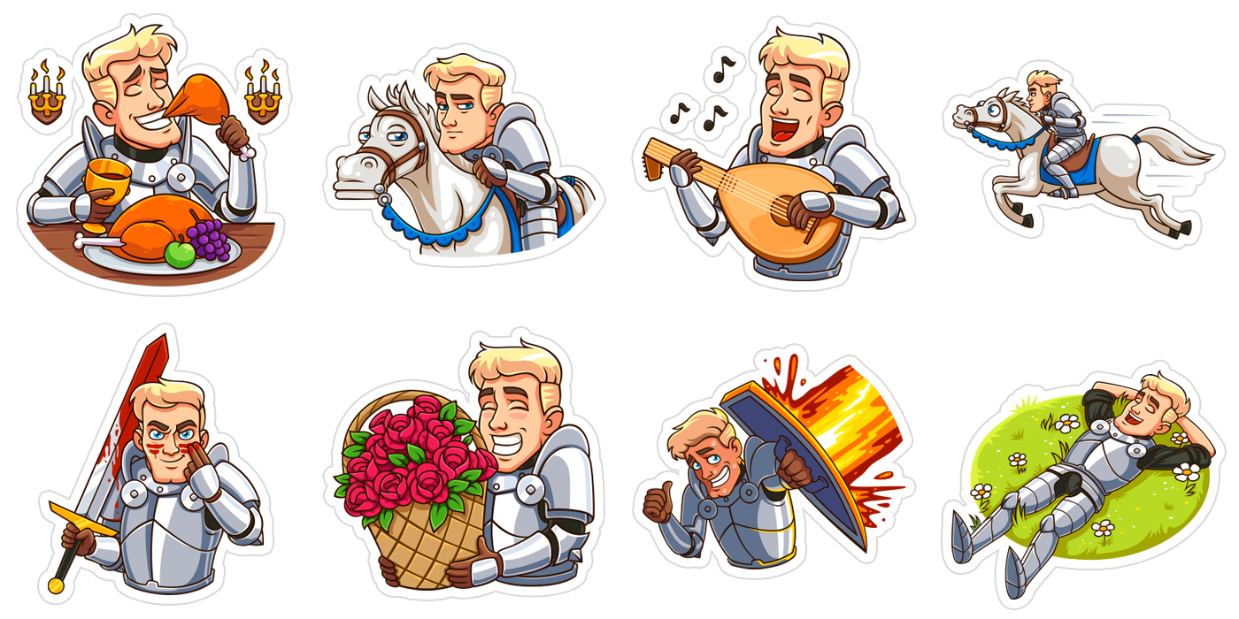knight vector Princess sticker emotion Emoji Love romantic cartoon