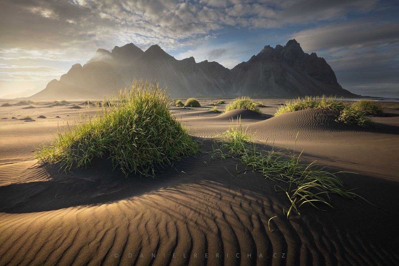 photo from early summer evening in the  Iceland. South coast of Iceland - Vestrahorn.