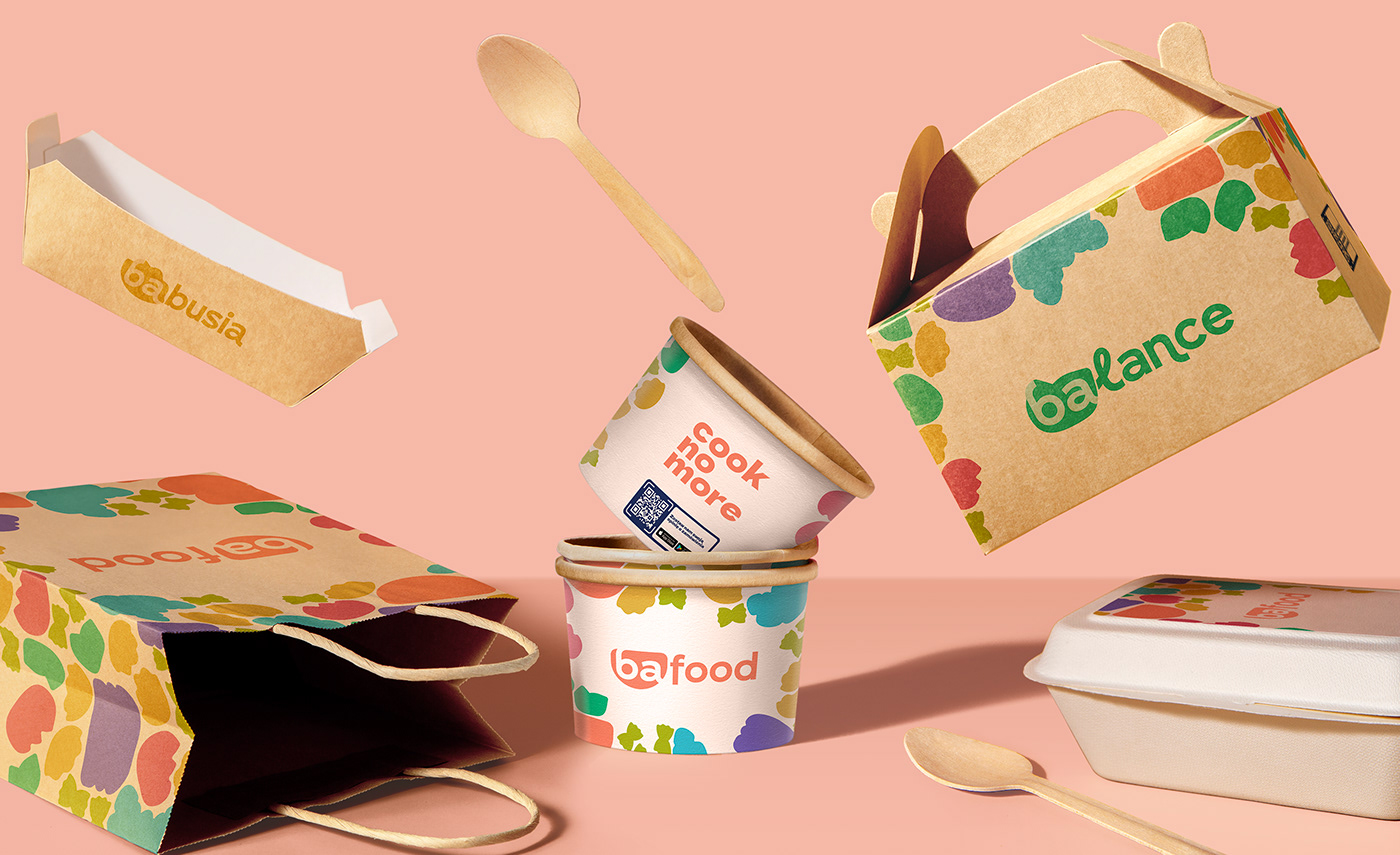 soup and dish packaging design paper bag pattern for food delivery brand identity branding