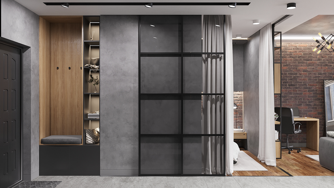 3ds max archviz corona loft interior small apartment smart apartment visualization