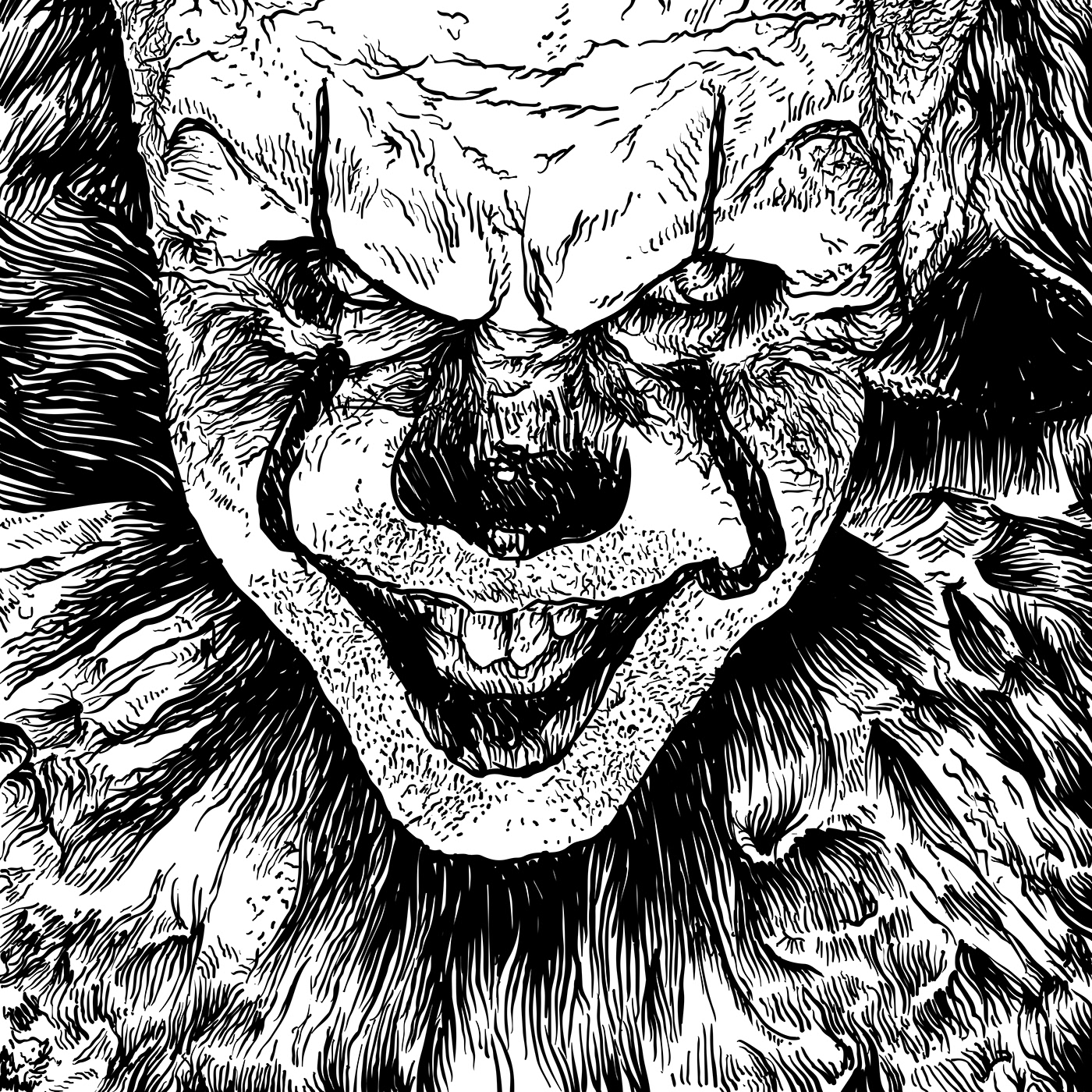 IT pennywise clown creepy killer Stephen King Digital Drawing Drawing  vector