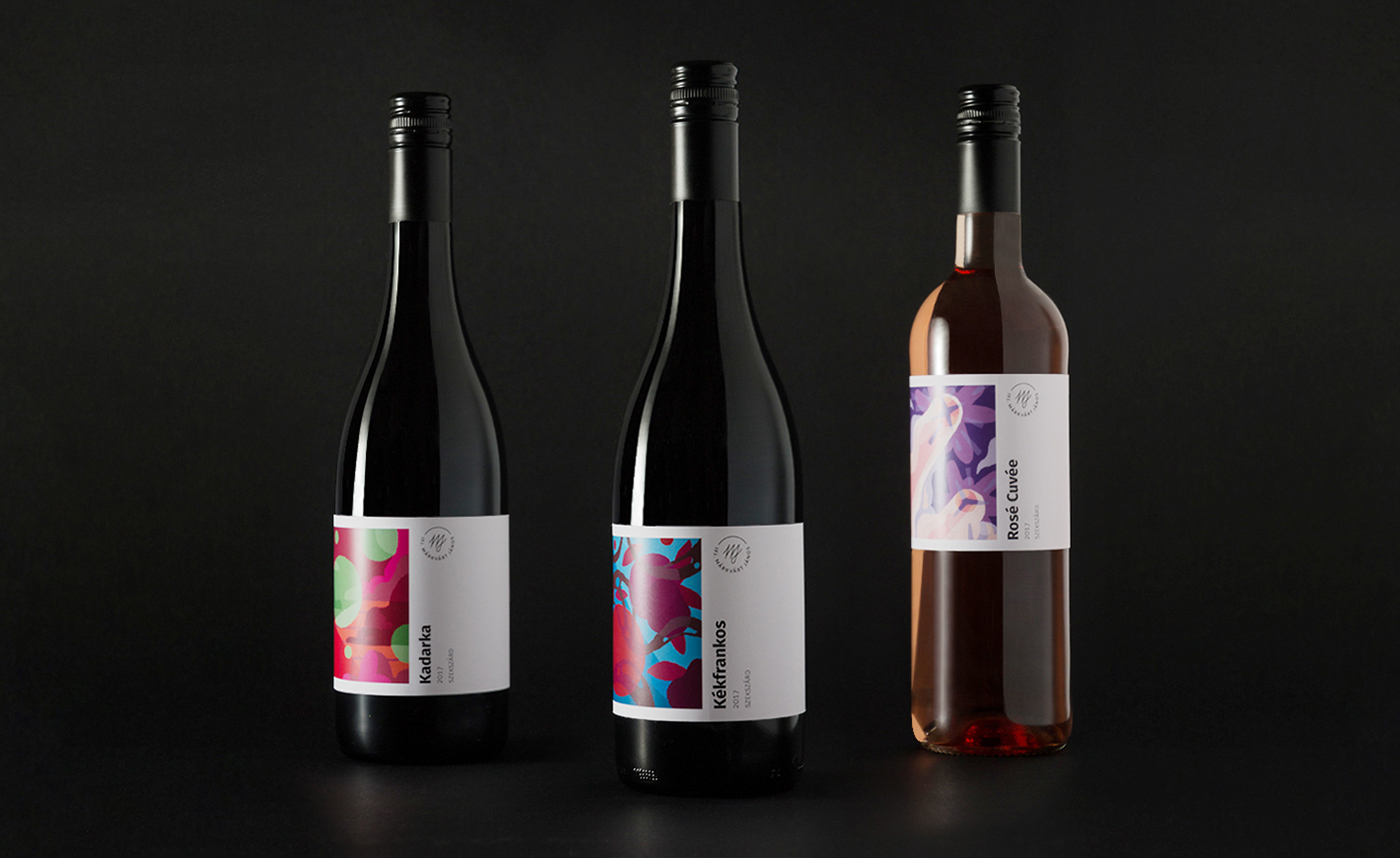 wine Label colorful illustrated abstract vinery branding  márkvárt Packaging szekszárd
