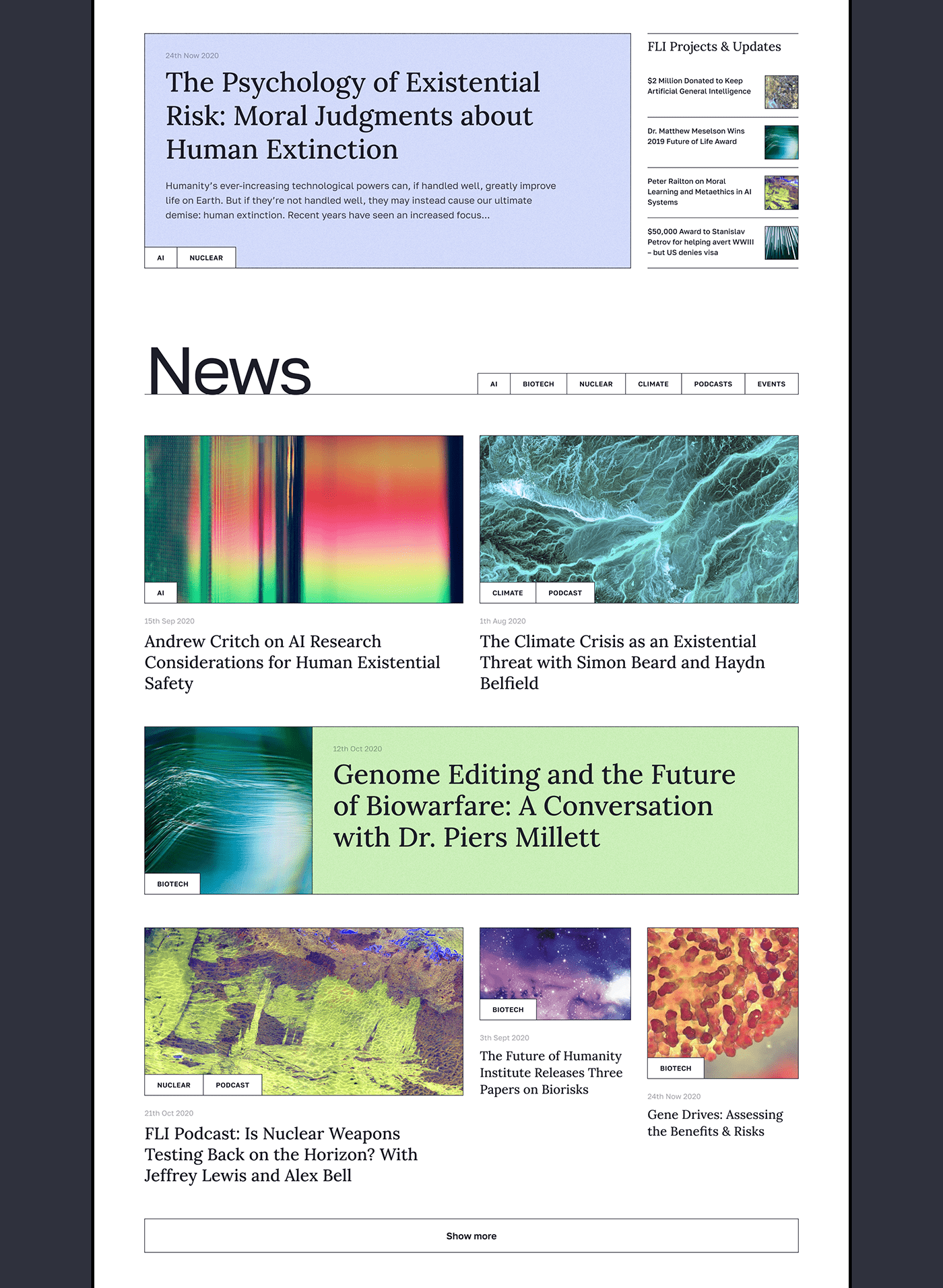 biotech climate editorial magazine mobile newspaper redesign UI ux Web