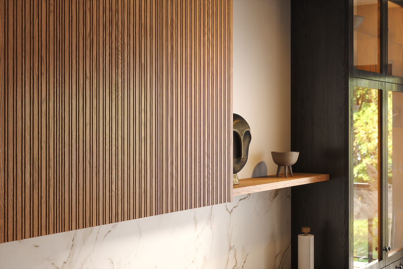 Design furniture wood designer wooden furniture kitchen design corona render  visualization modern interior living room modern kitchen