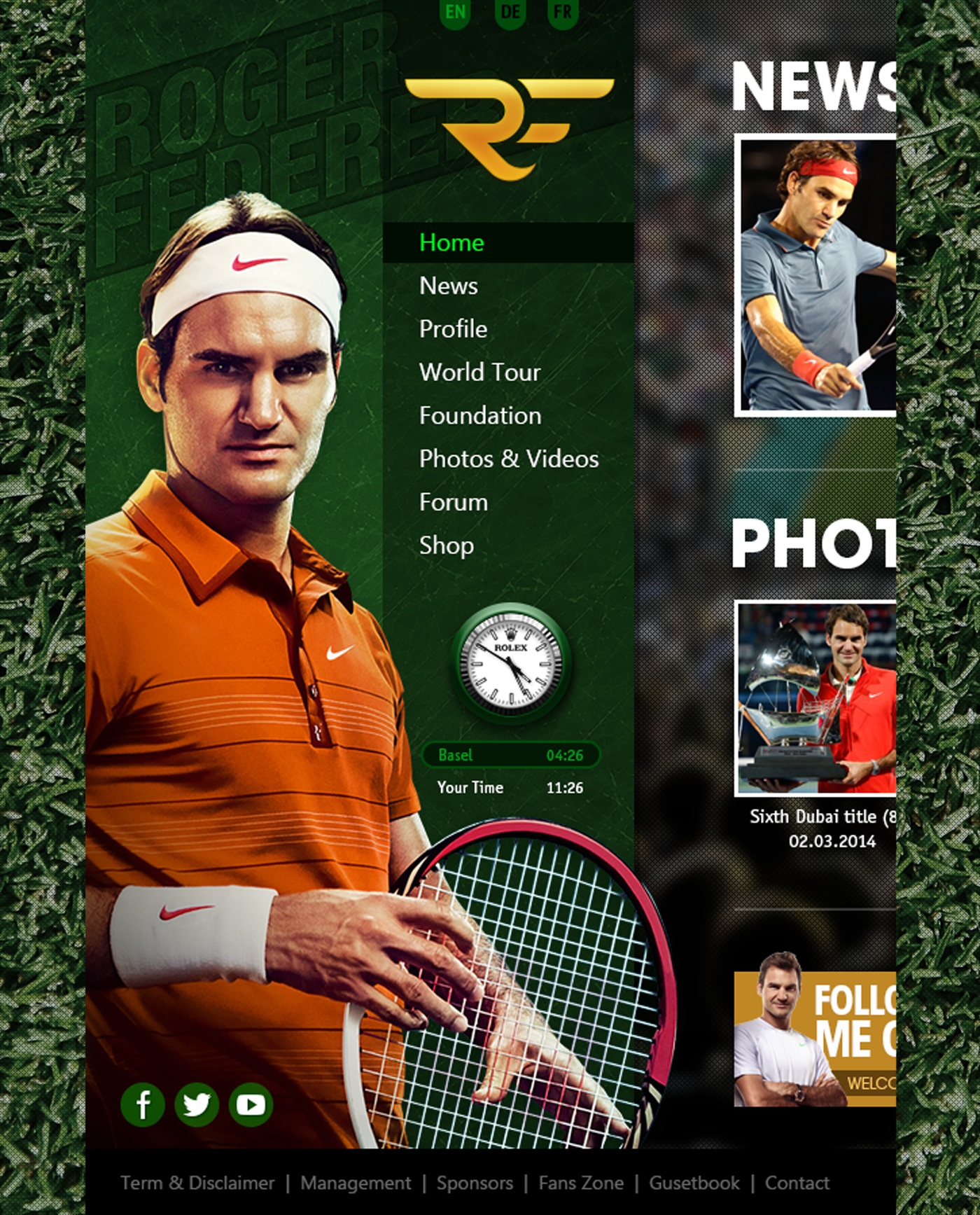 roger federer redesign UI ux Website tennis sport