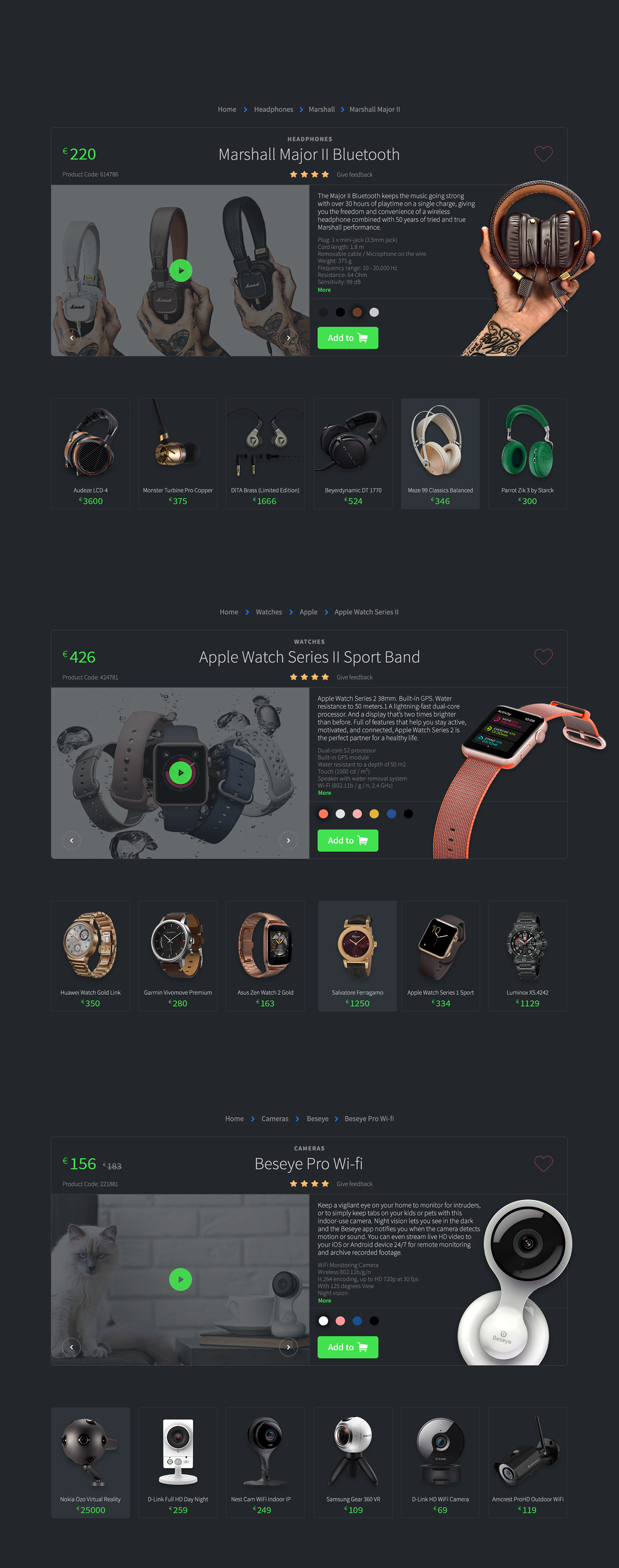 minimal Ecommerce Web Website design clean easy dark Interface shop