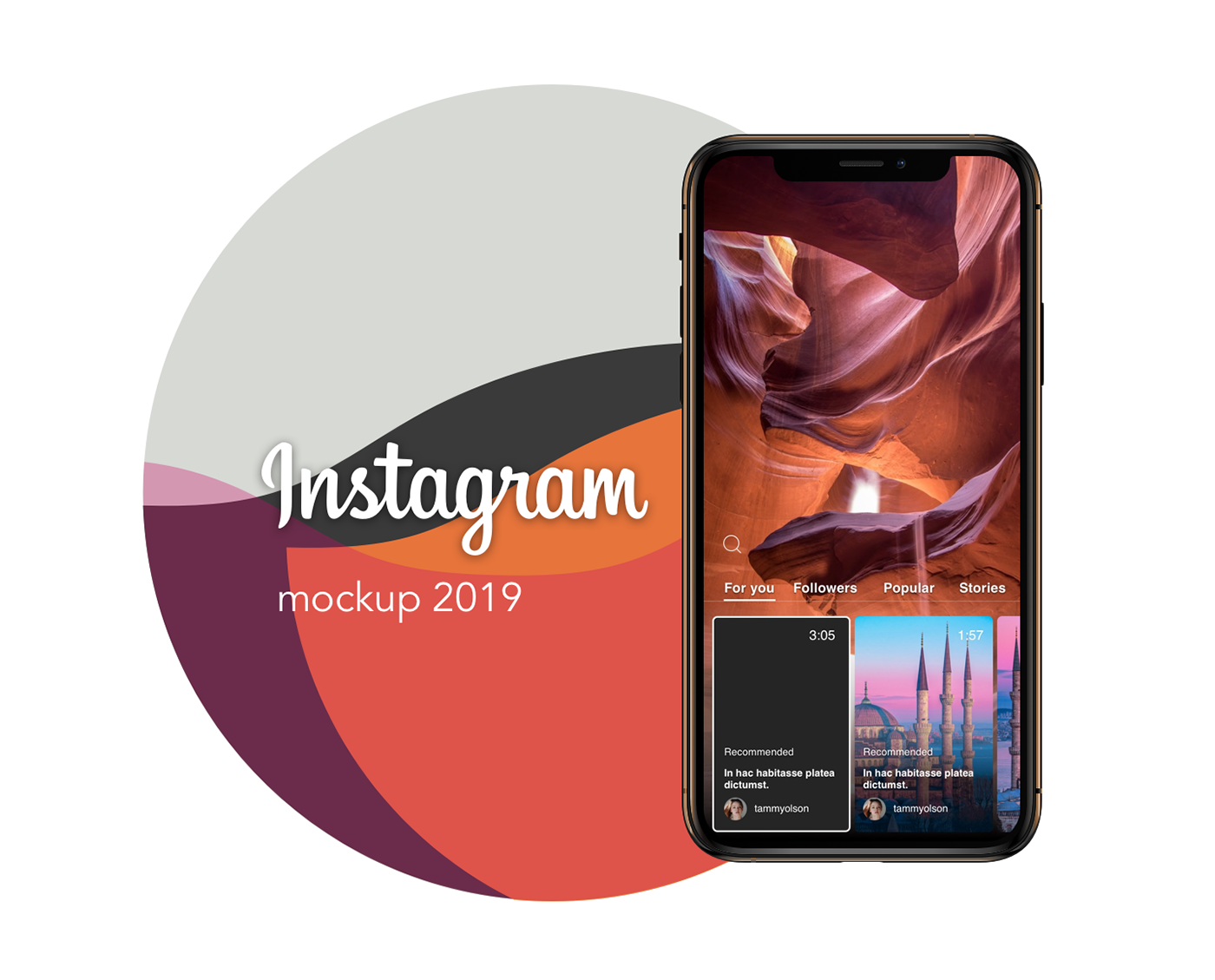 instagram Mockup uiux mobile app template ios android photo social