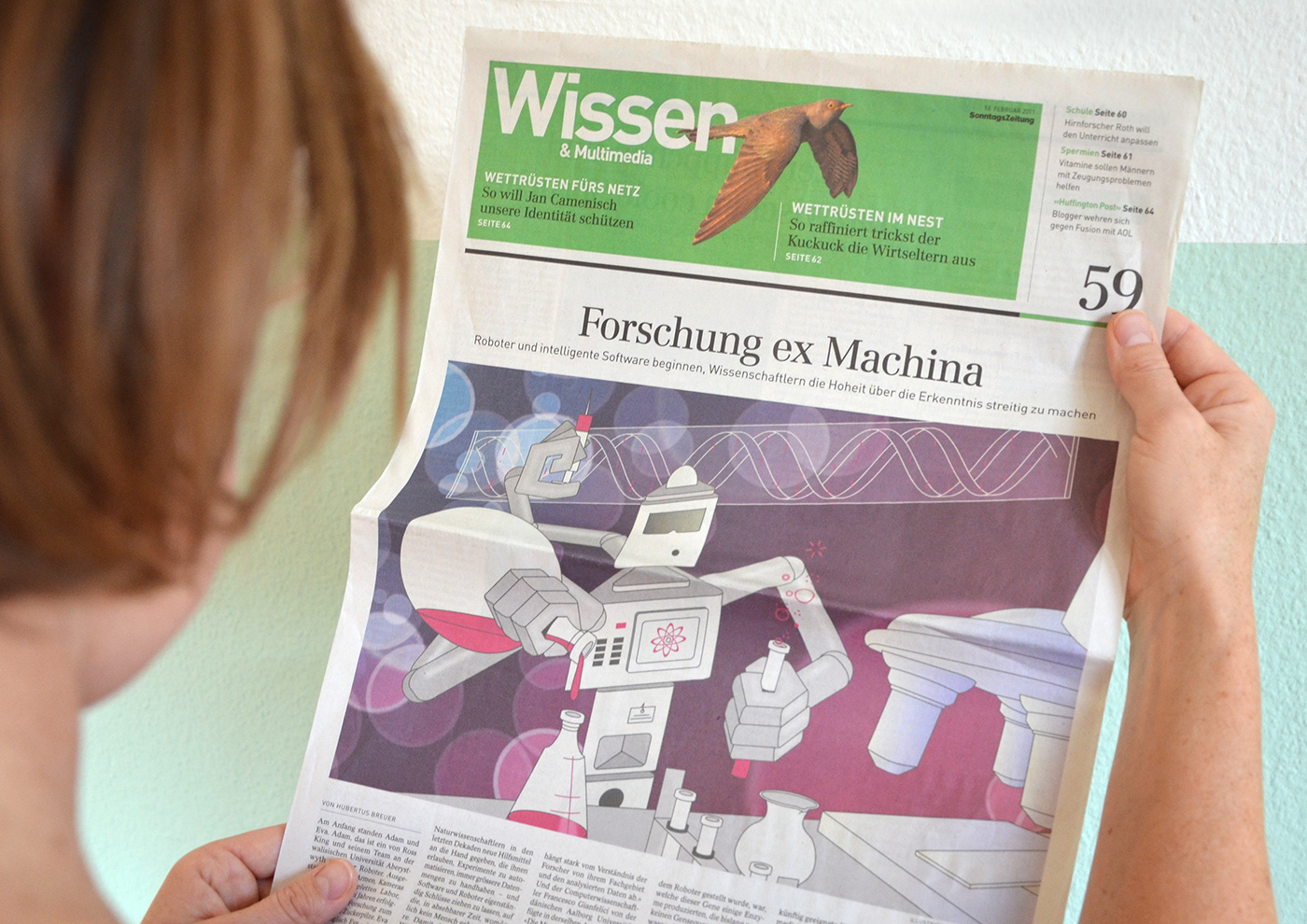 forschung Genlabor grafik ILLUSTRATION  roboter Sonntagszeitung