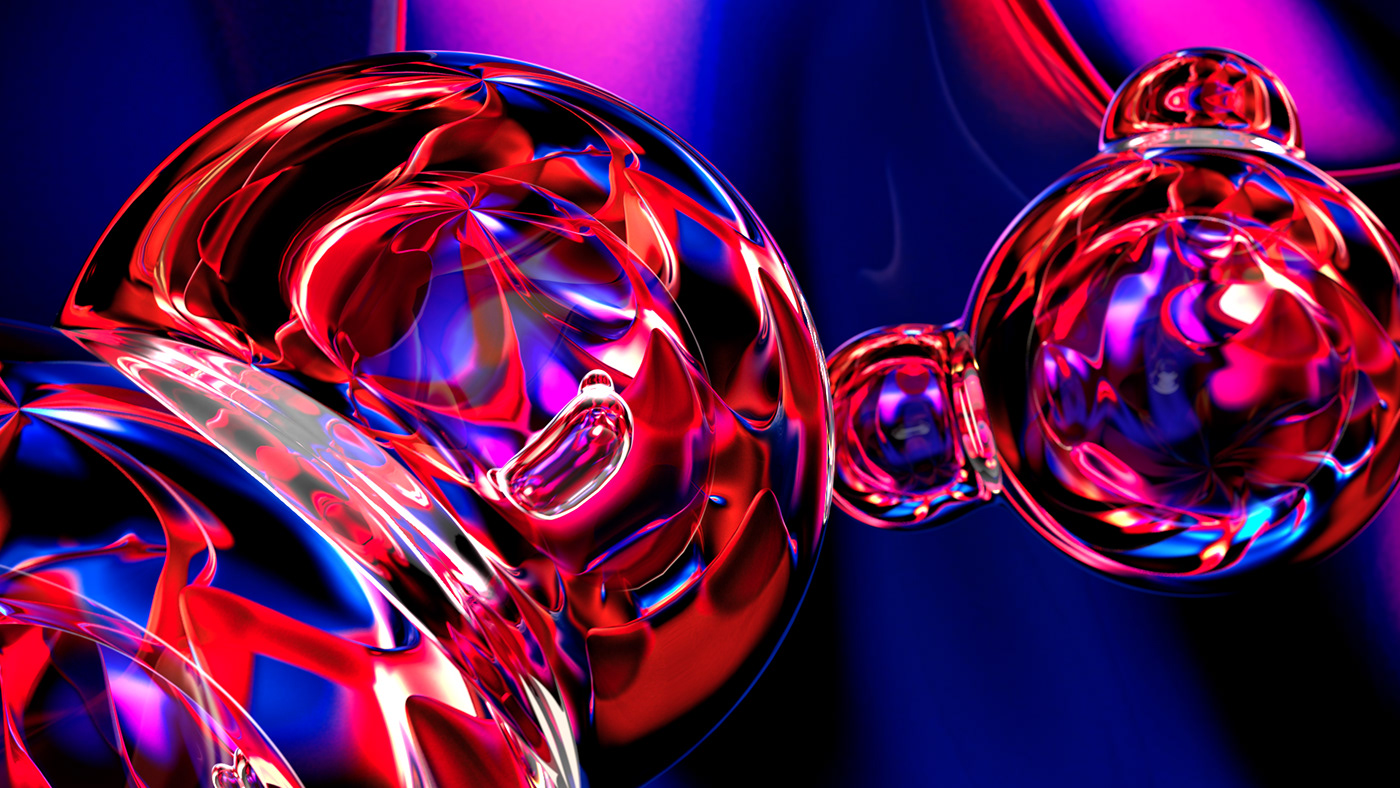 3D abstract bubbles colorul glass glossy cinema 4d redshift