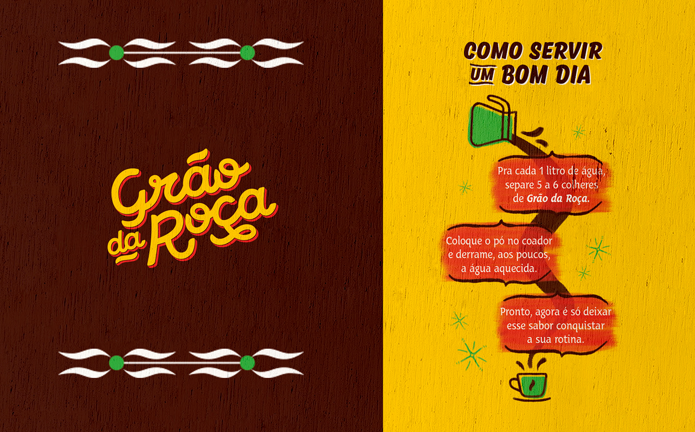 coffe vernacular embalagem Roca Coffee Packaging Familiar yellow bean lettering