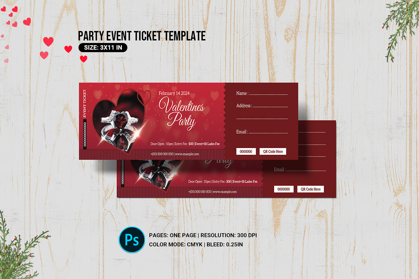 valentines day party ticket event ticket psd club dj muskc party photoshop template ticket template valentine ticket