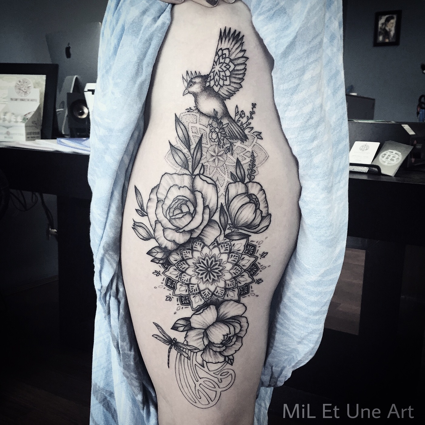 tattoo tattooing tattoos black dotwork Nature hippie vegan Mandala Mandalas spiritual bird flower Flowers miletune Australia