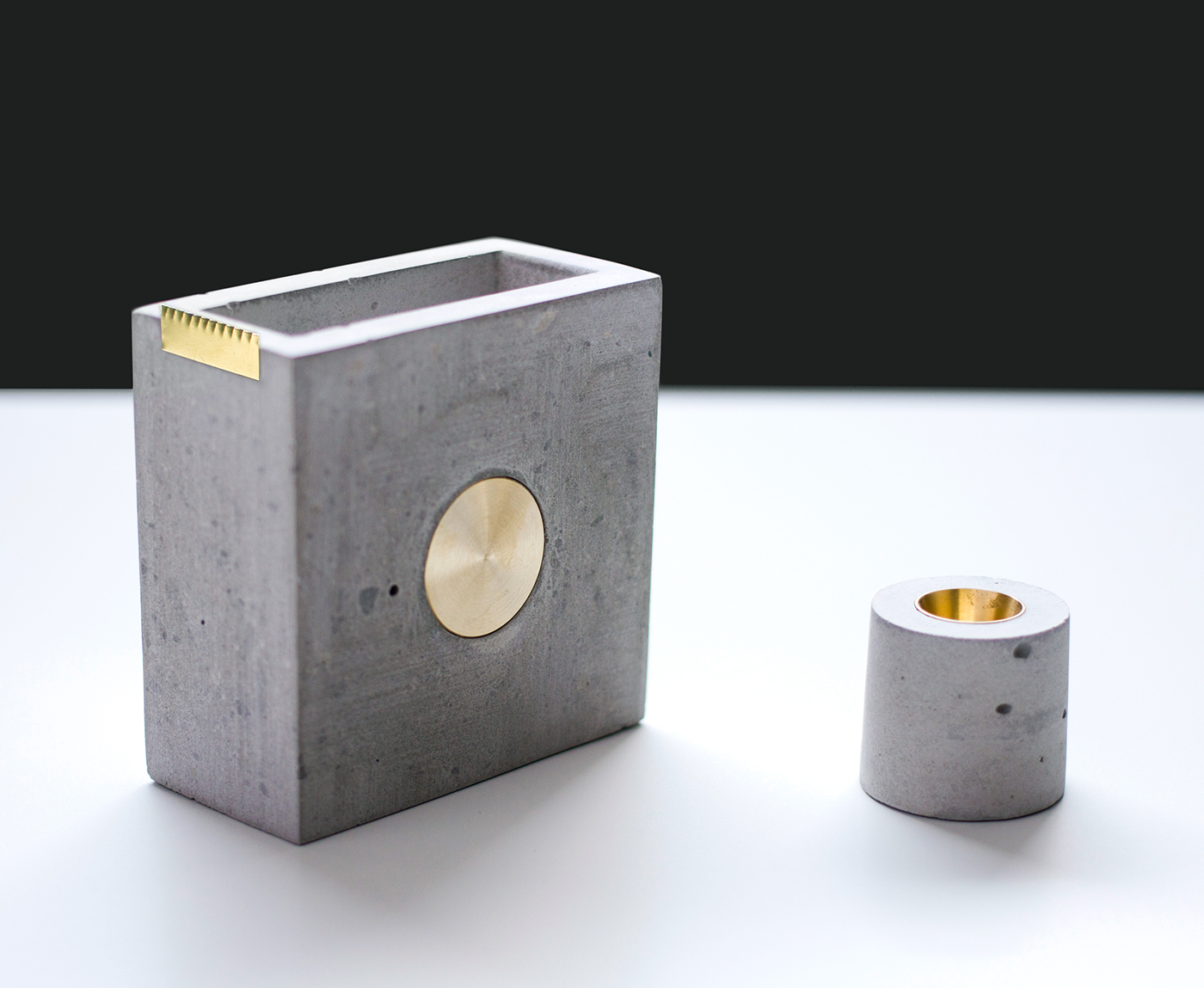 concrete brass Stationery minimal functional workspace organisation design curated modern