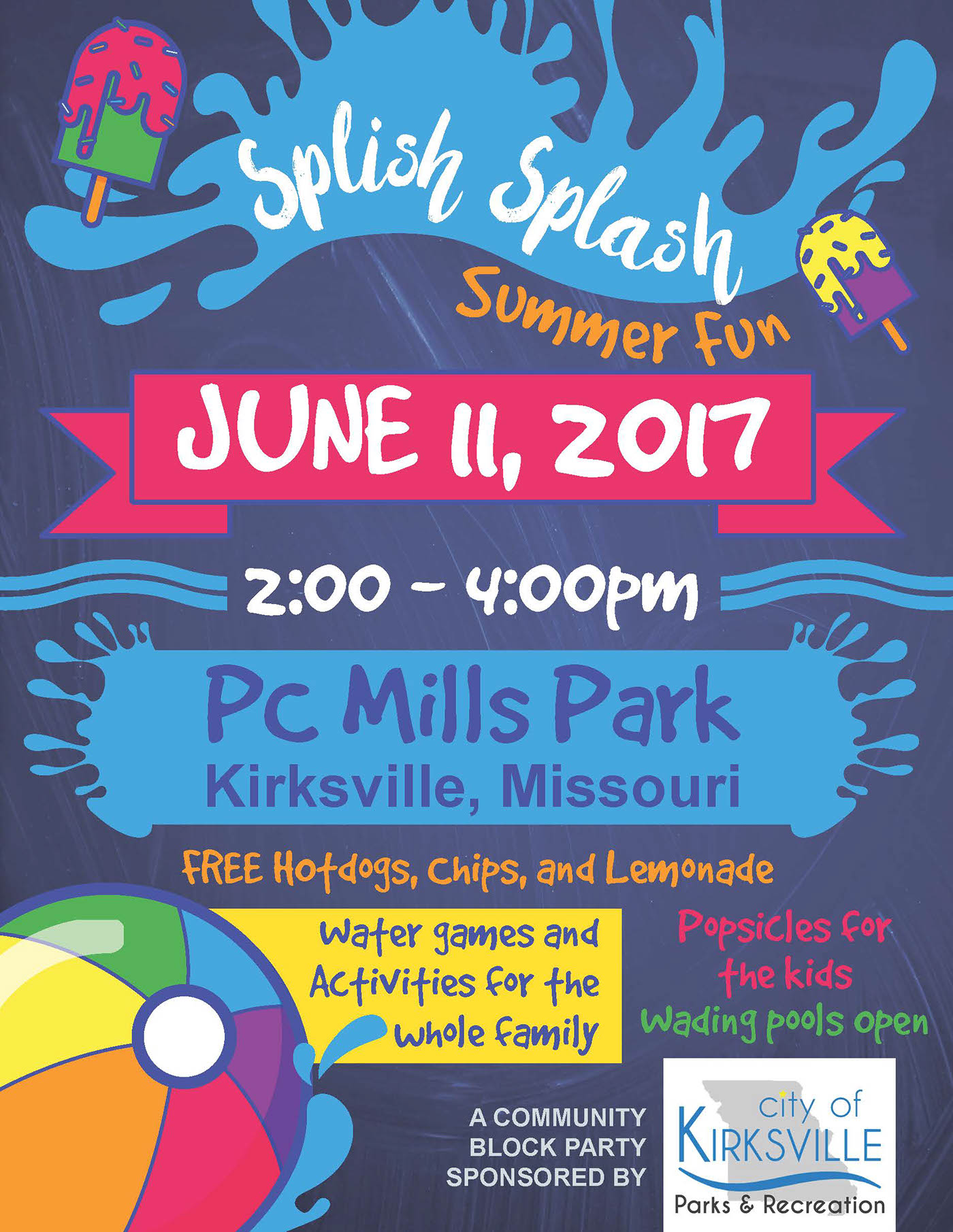 Park splish splash summer posters flyers Fun children family fun