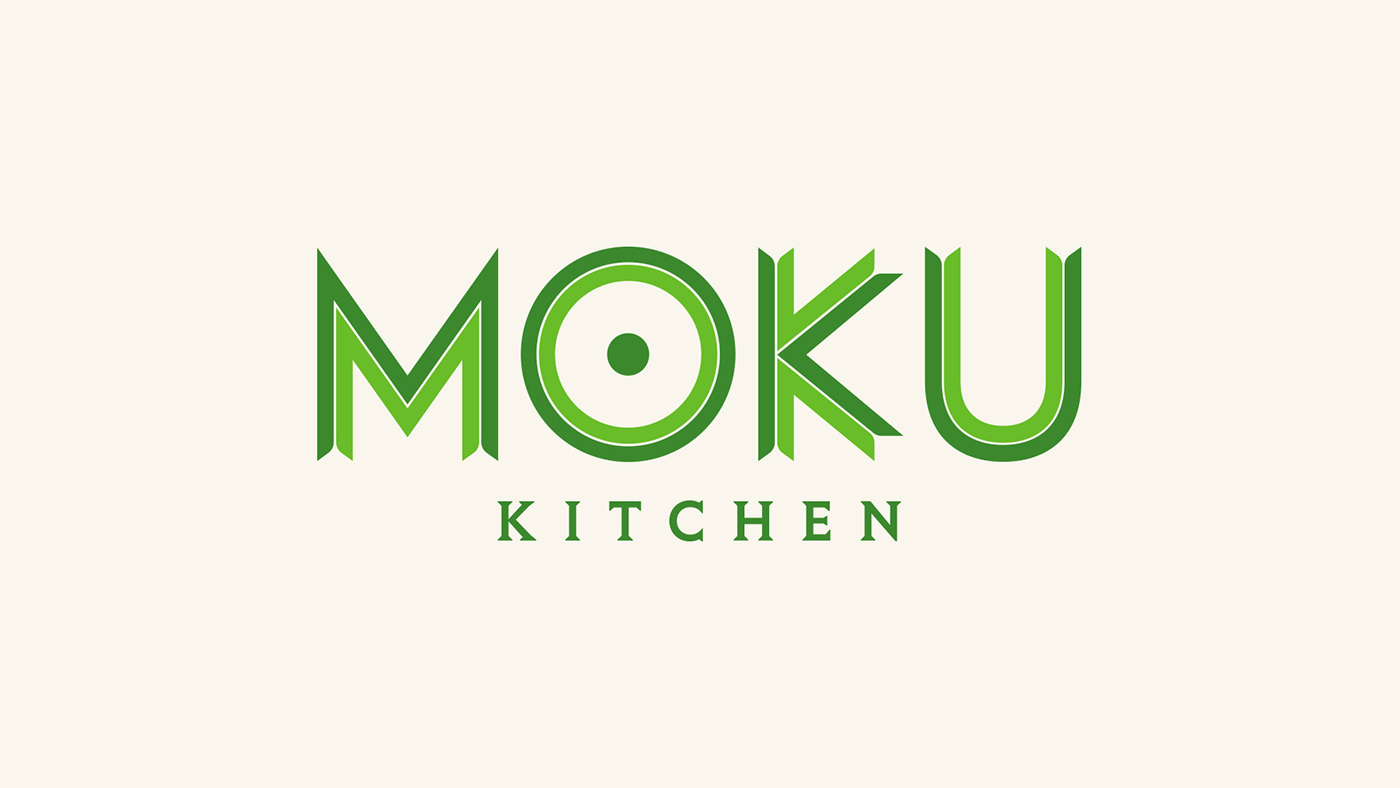 Moku kitchen HAWAII branding  Rooster logo menu restaurant Mural Urban