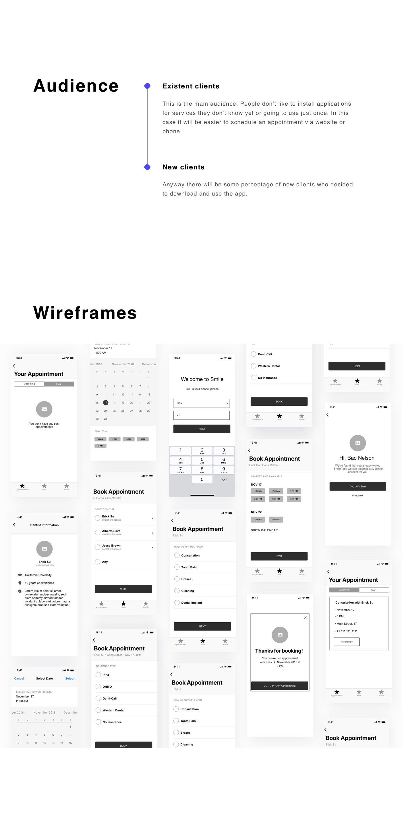 xD app application doctor schedule wireframes template free ui kit Booking