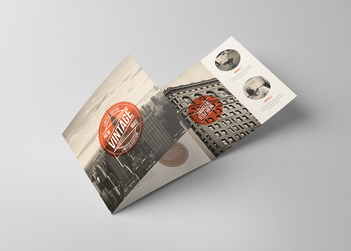 brochure trifold Retro vintage cool template square Hipster