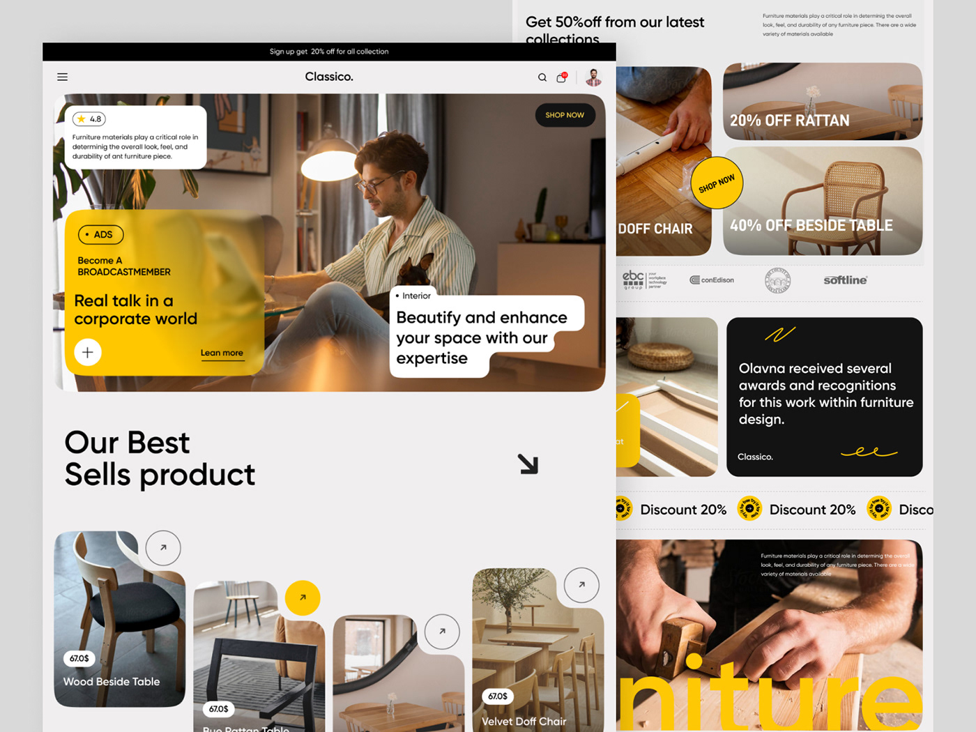 Furniture Website design UI/UX ui design user interface Web Design  Website landing page Website Design Webdesign фигма