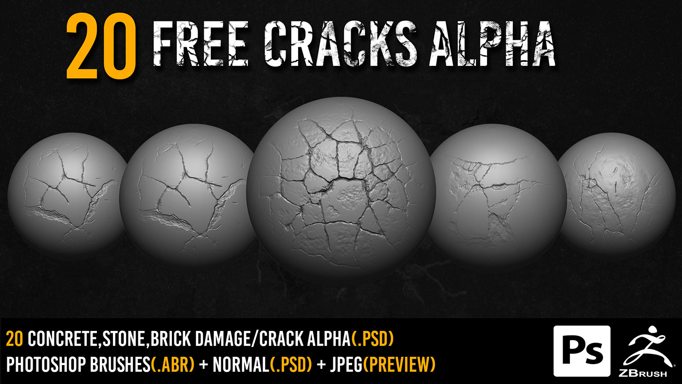 Alpha brick crack damage environment photoshop Photoshop brushes stone texture Zbrush