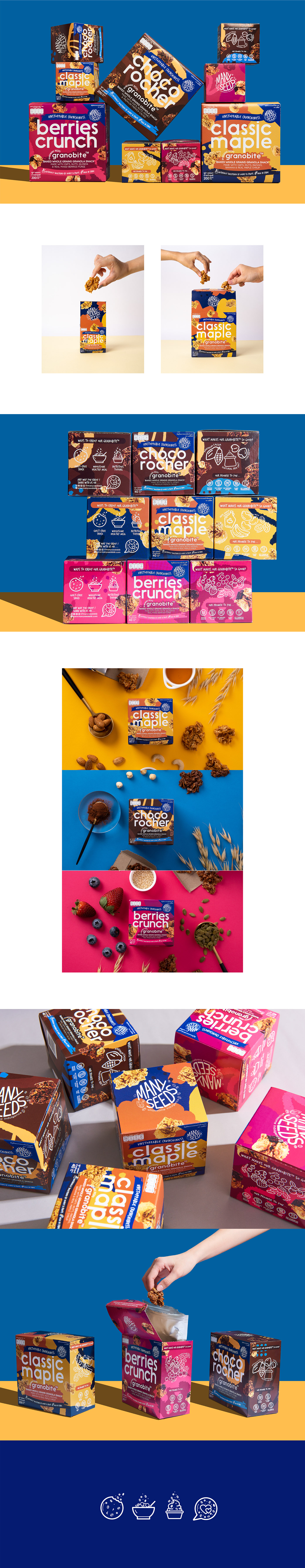 box packaging food&beverage granola Healthy Snack  ILLUSTRATION  packaging design snack box snack packaging