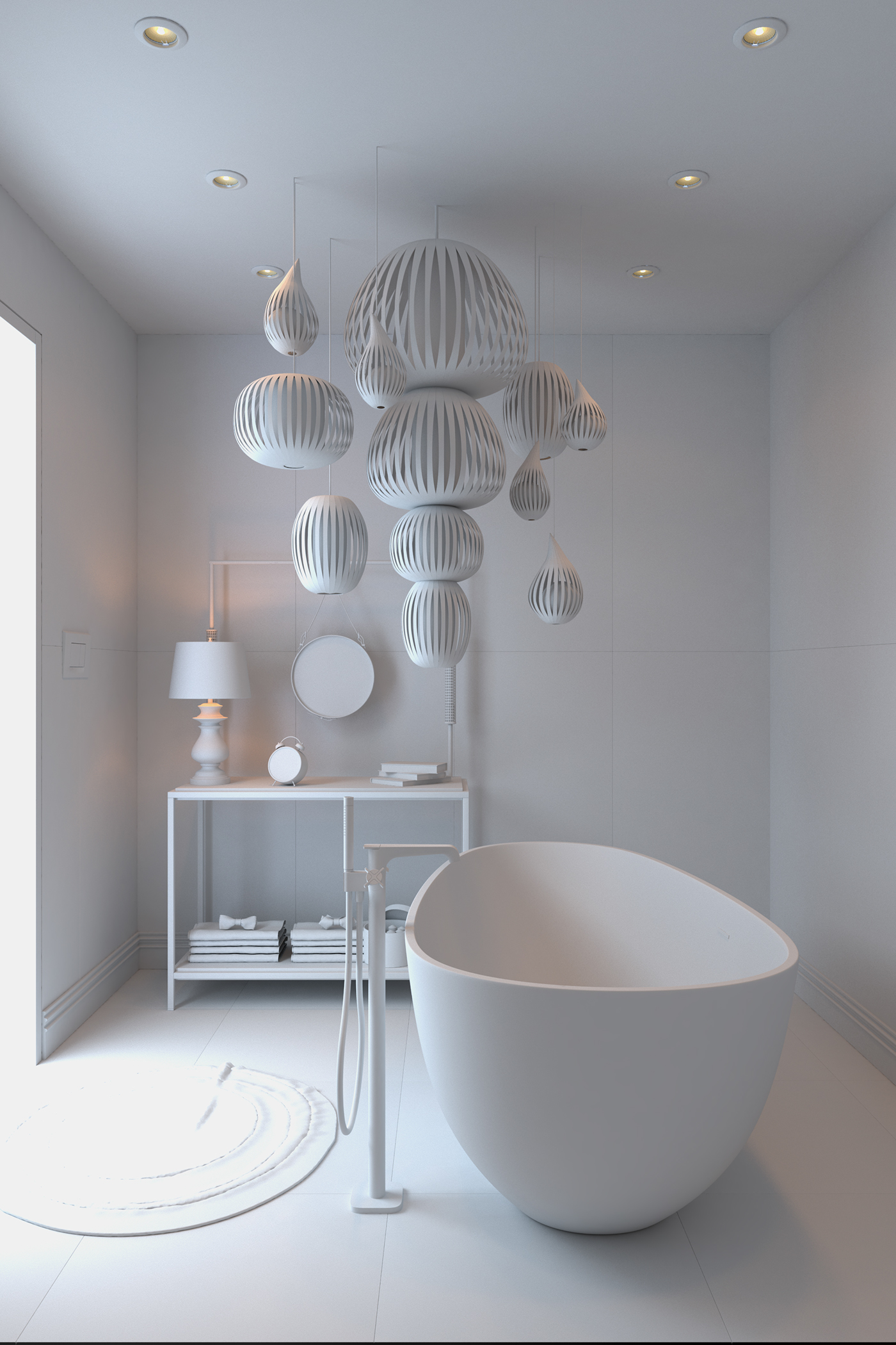Render arquitectura CGI Iluminación textura modelado Interiorismo bathroom escultura diseño