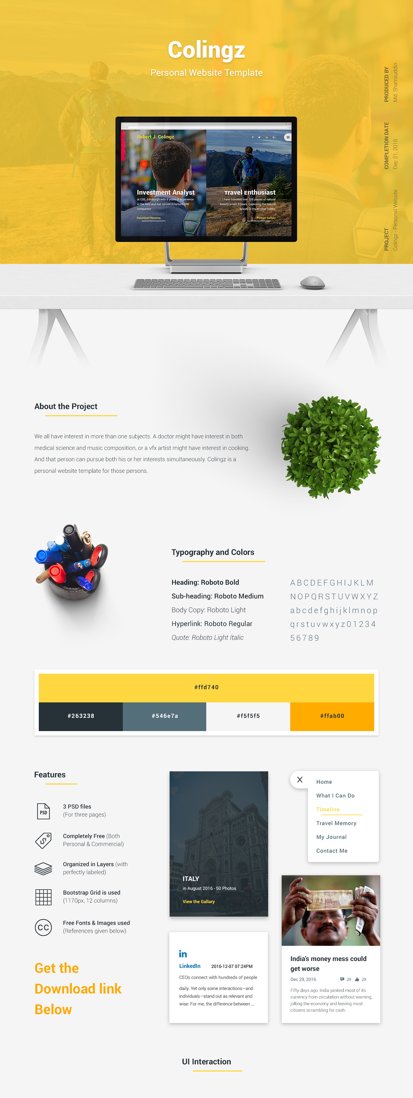 Colingz Website Template Free Psd On Behance