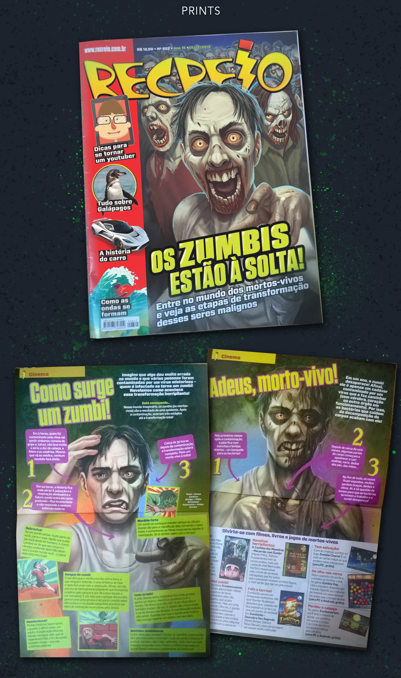 Zumbi zombie cover gore trash revista Recreio Terror horror walking dead romero blood