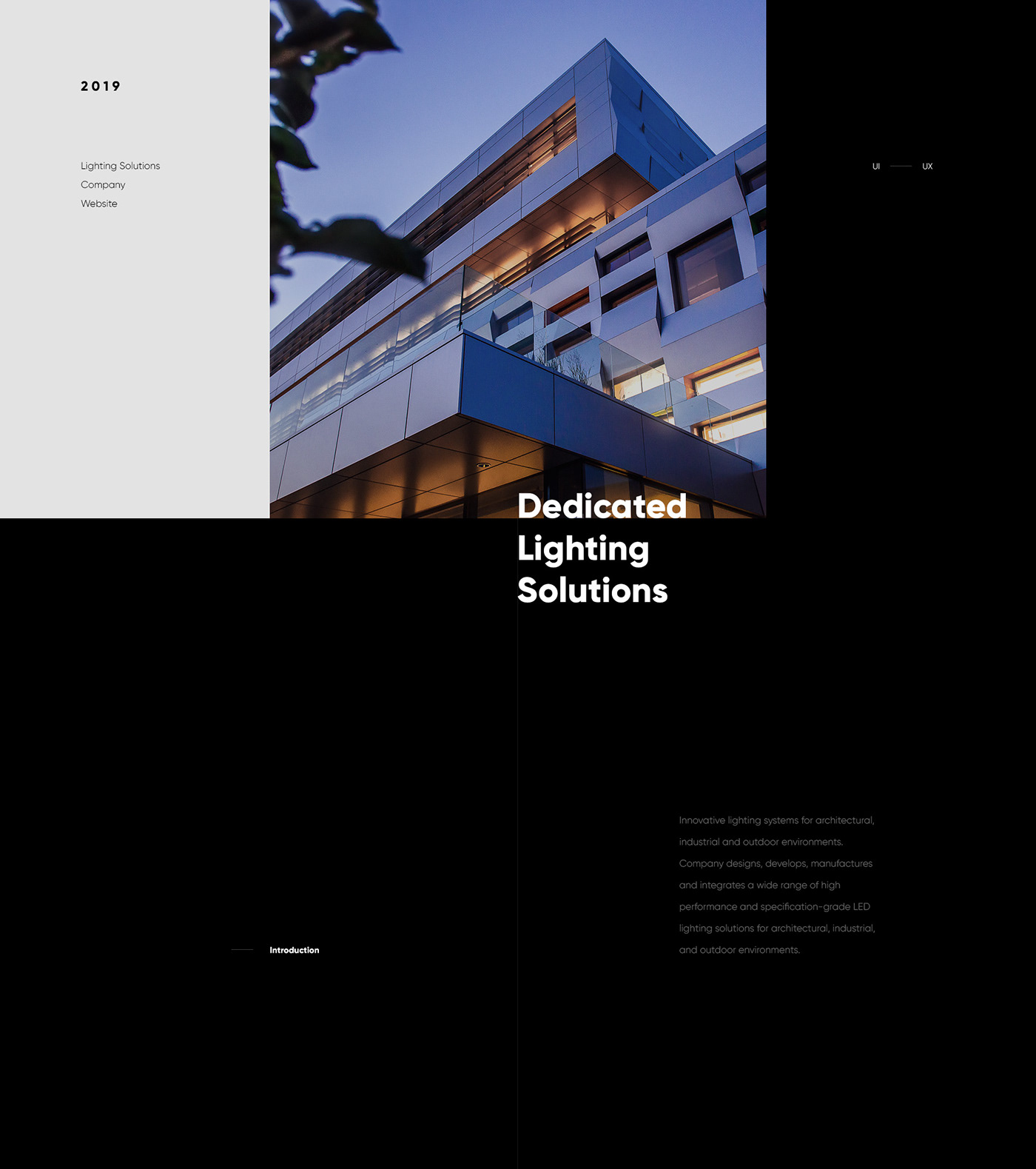 UI ux light lighting Website architecture site landing yellow led