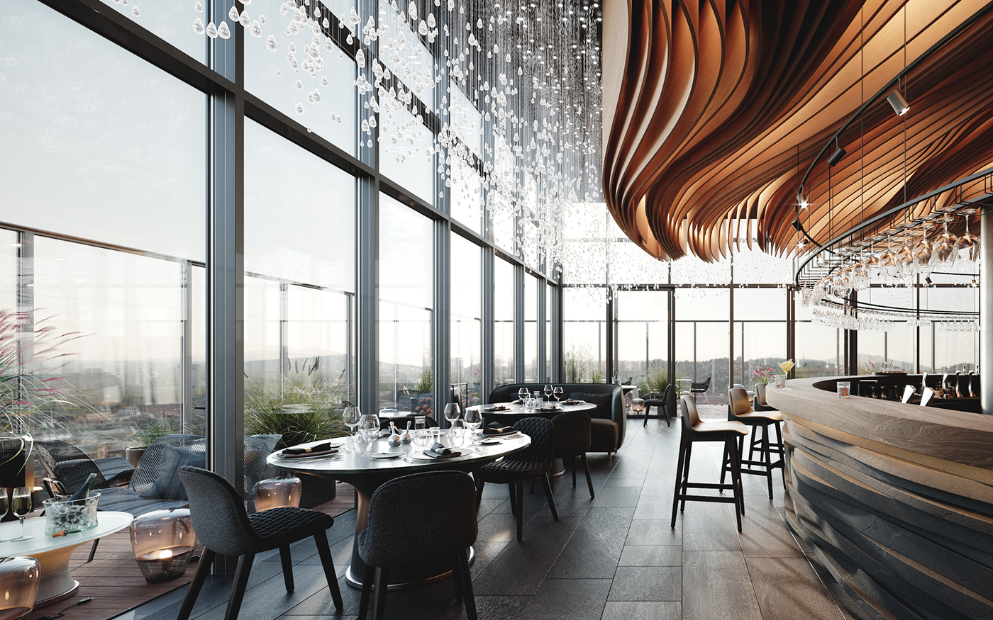 restaurant visualization Food  HIgh-Rise CGI interior design  gastronomy Hospitality