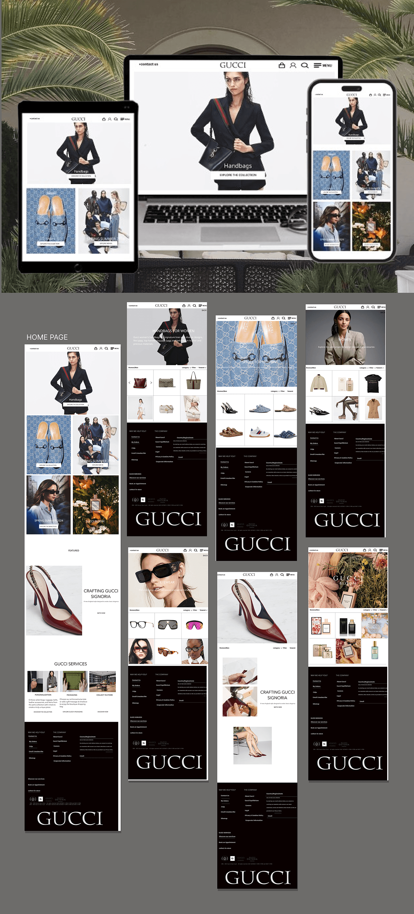 Website Design Website brand website design UI Web Design  landing page Gucci Website Professional website