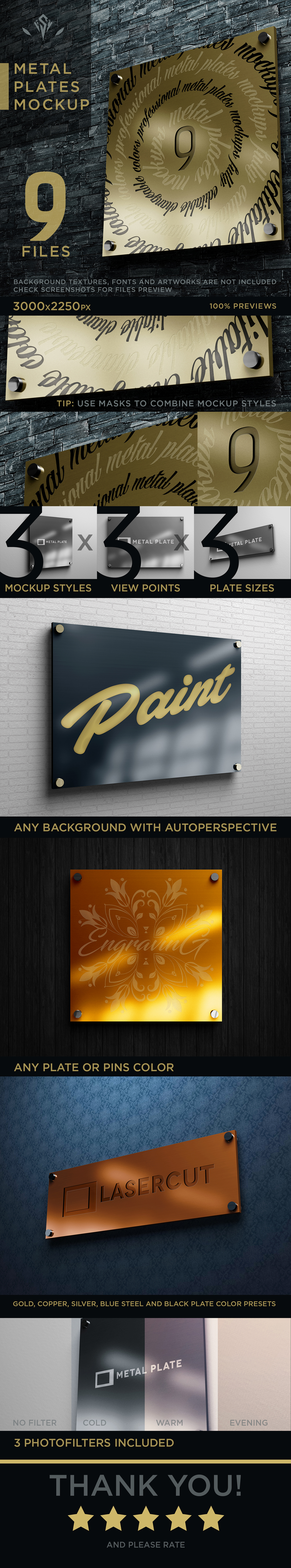 metal gold silver copper plate square logo steel brushed wall